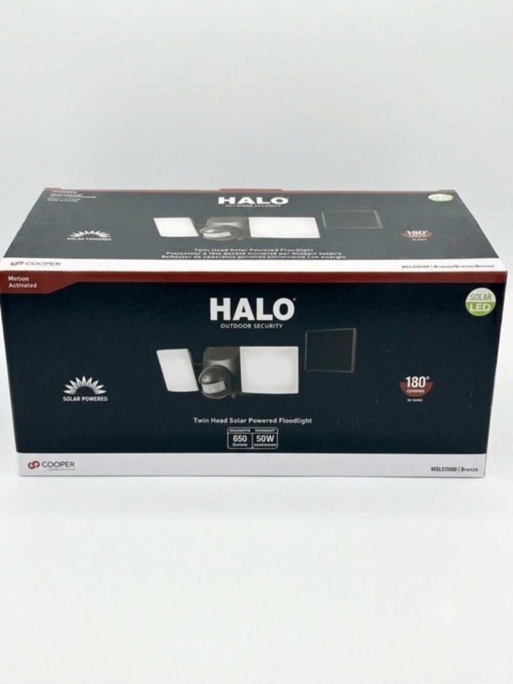 Lot of 8 HALO MSLED600 Solar Motion LED Twin Head Flood Lights Black White NIB